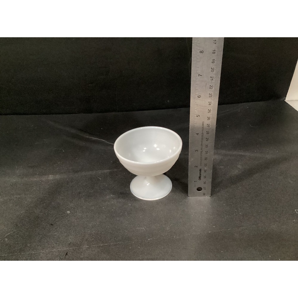 Vintage Set of 2 Milk Glass Ribbed Footed Sherbet Cups Dessert Bowls Ice Cream